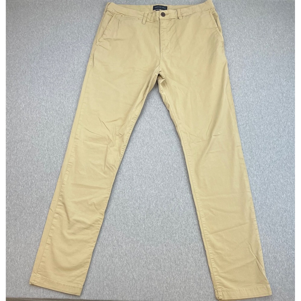 American Eagle Pants Mens 34 x 36 Beige Cotton Blend Stretch Slim